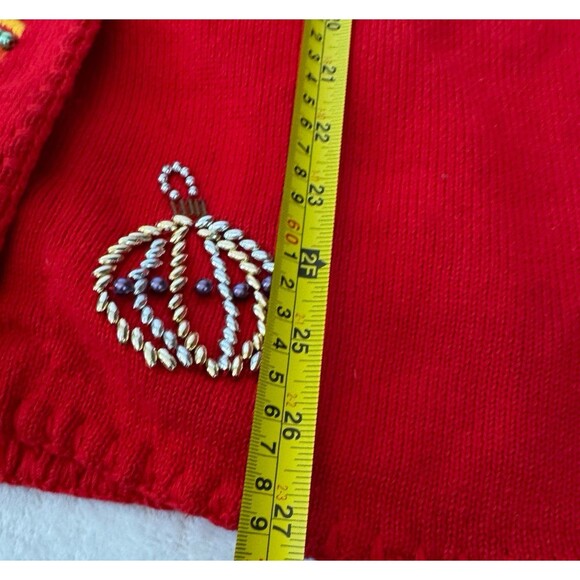Vintage Michael Simon Ornament Beaded Christmas Sweater Cardigan Sz 2 Small XS - Picture 9 of 9